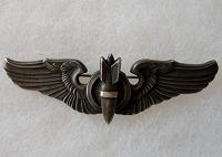 WWII US Army Air Corps Sterling Pin Back 3 Inch Bombardier Wings