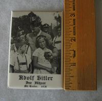 WWII Adolf Hitler Pocket Mirror With Seldom Seen Leather Carrying Case