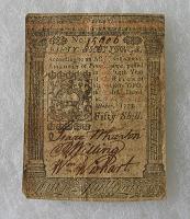 1773 Revolutionary War Colonial Currency Fifty Shillings